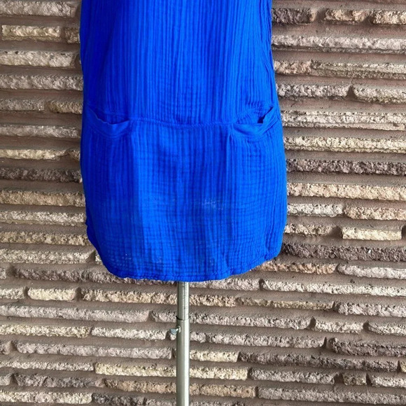 Three Dots Royal Blue Cotton Sheath Casual Dress With Pockets Size Medium - Picture 7 of 8